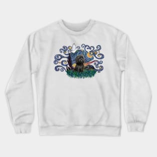 Adorable Black Shih Tzu in Starry Night (inspired by) Crewneck Sweatshirt